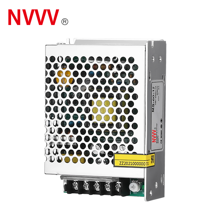 Nvvv Ms-60 12V Small Volume Ai Intelligent Power Saving High Efficiency Switching Power Supply 12V AC to DC Output for LED Strips SMPS Transformer 60W