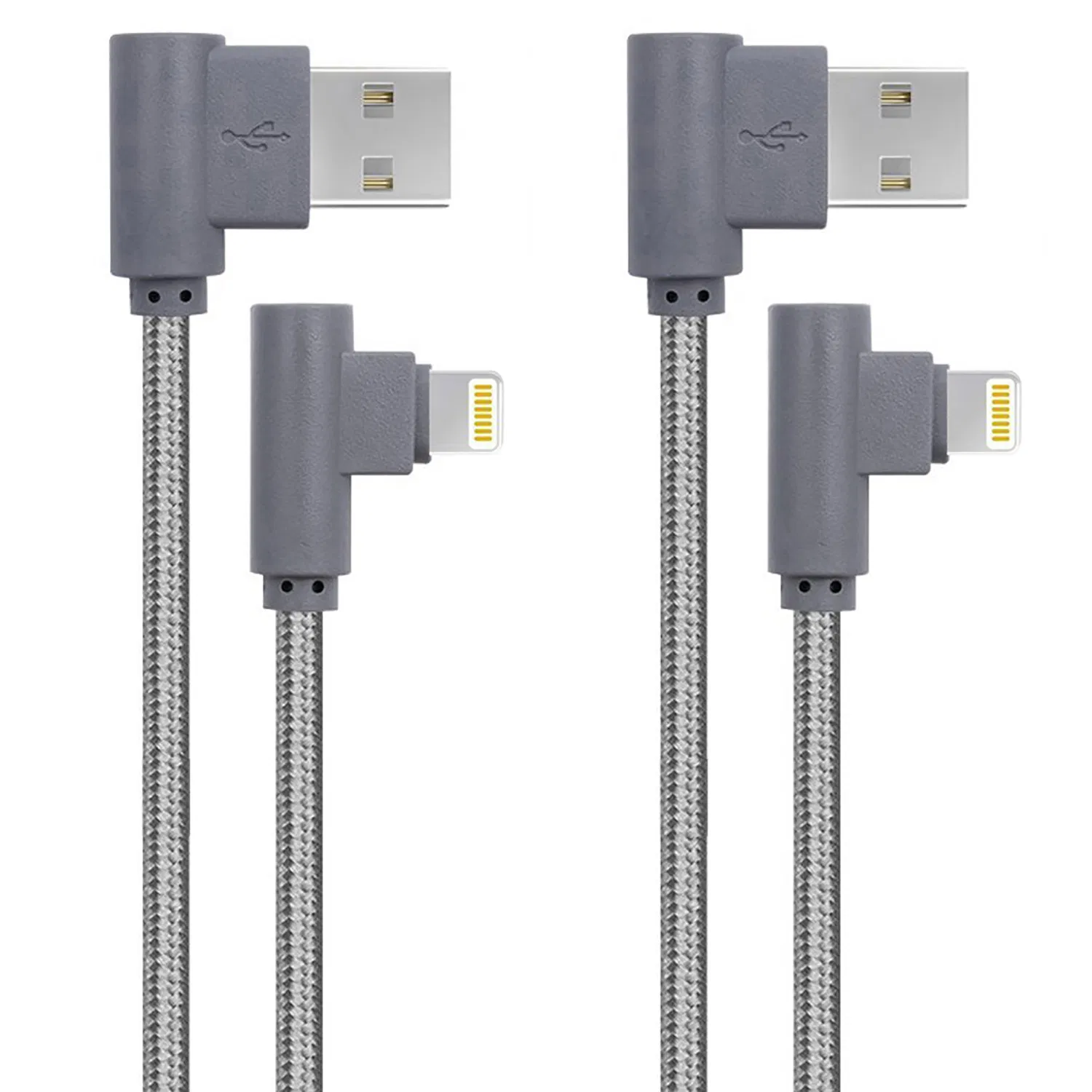 High Quality Mfi Certified Cable USB-a to Lightning Right Angle Charging Wire for Mobile Phone