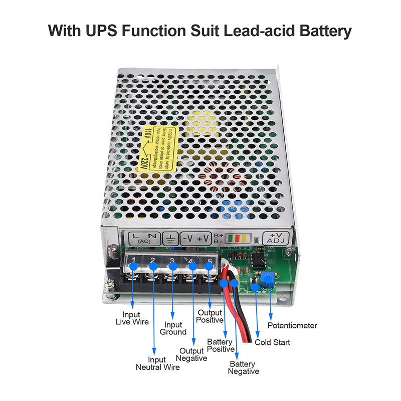 120W 12V/24V UPS Switching Power Supply Battery Charger Input 110/220V for Industrial Automation Field Sc-120-12 Sc-120-24