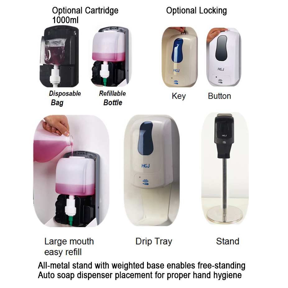 Smarlean H3 White Automatic Foam Soap Dispenser Sensor Liquid Soap Dispenser Touchless Electric Hospital Hand Sanitizer Disinfectant Spray Dispenser and Tray