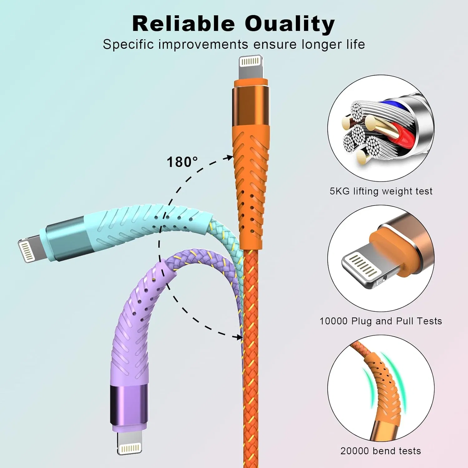 USB-a Lightning Mfi Certified Fast Chargers Cord Fast Charging Cables Data Charging Cable for Apple iPhone/iPad/iPod