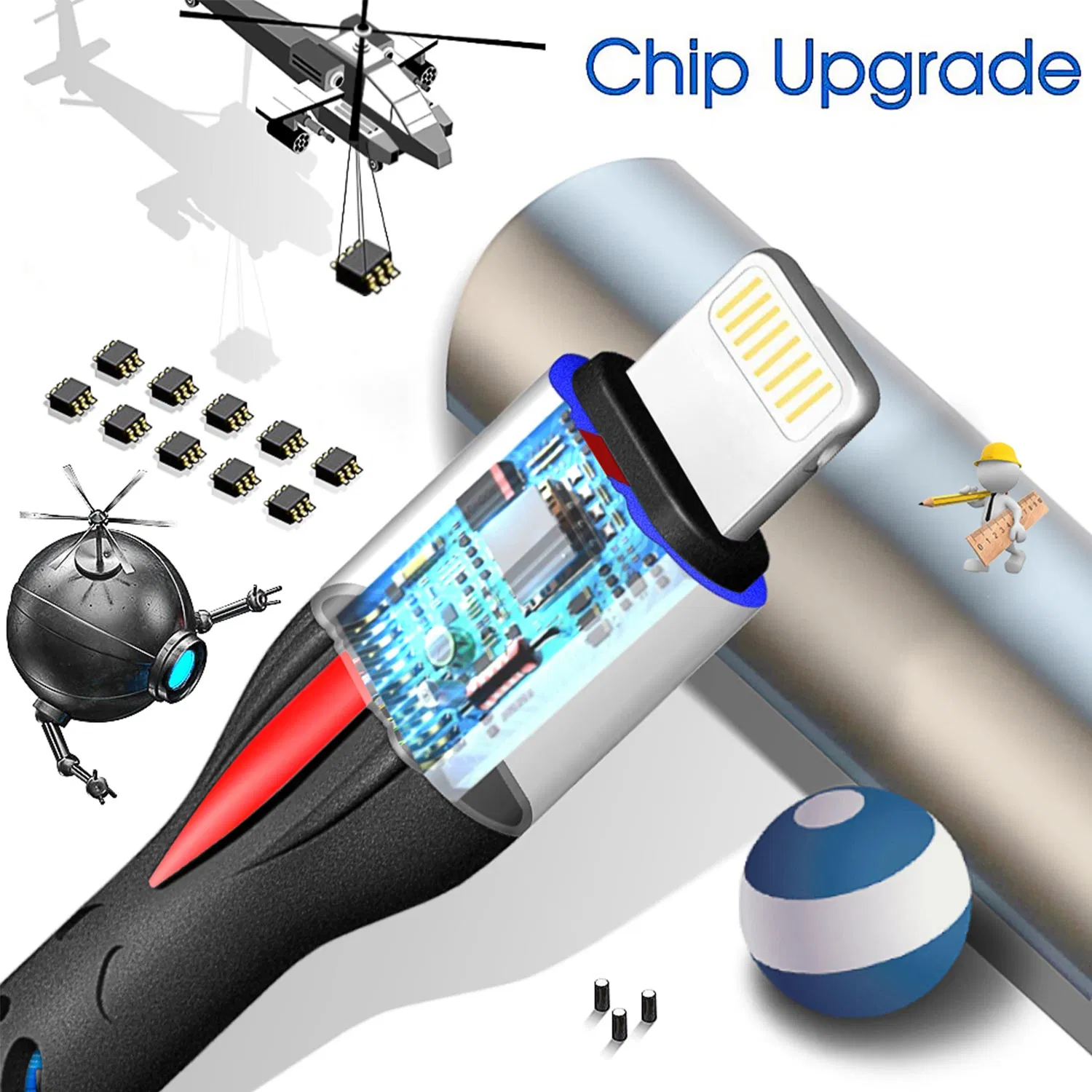 Durable Apple Mfi Certified USB to Lightning Cable USB-a Charging Wire Compatible with iPhone