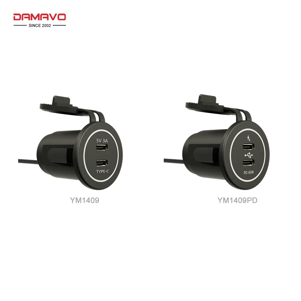Damavo Fast Charging 12-24V Car Charger with Pd QC3.0 Dual USB Socket for Truck RV Boat Motorcycle