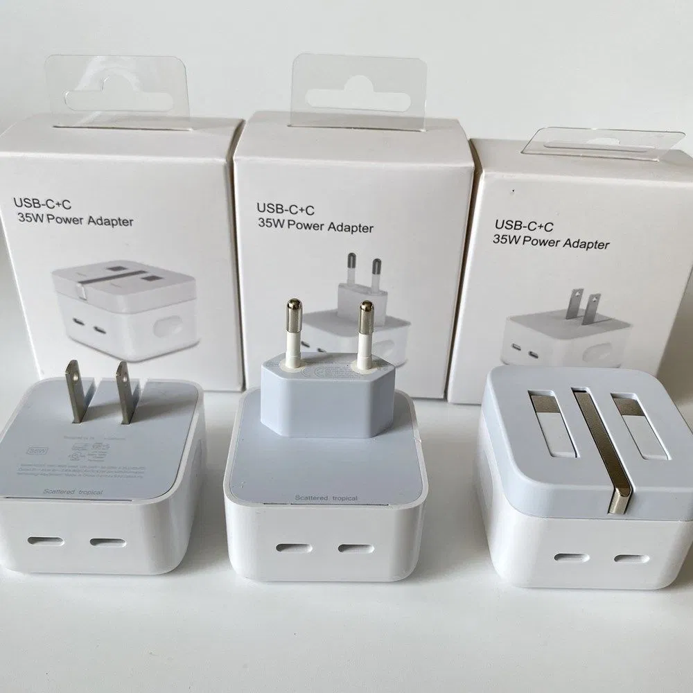 Original Quality Us EU UK Plug 35W Pd Charger for Apple iPhone 12 13 14 15 16 PRO Max Pd Fast Charging USB C Power Adapter Set