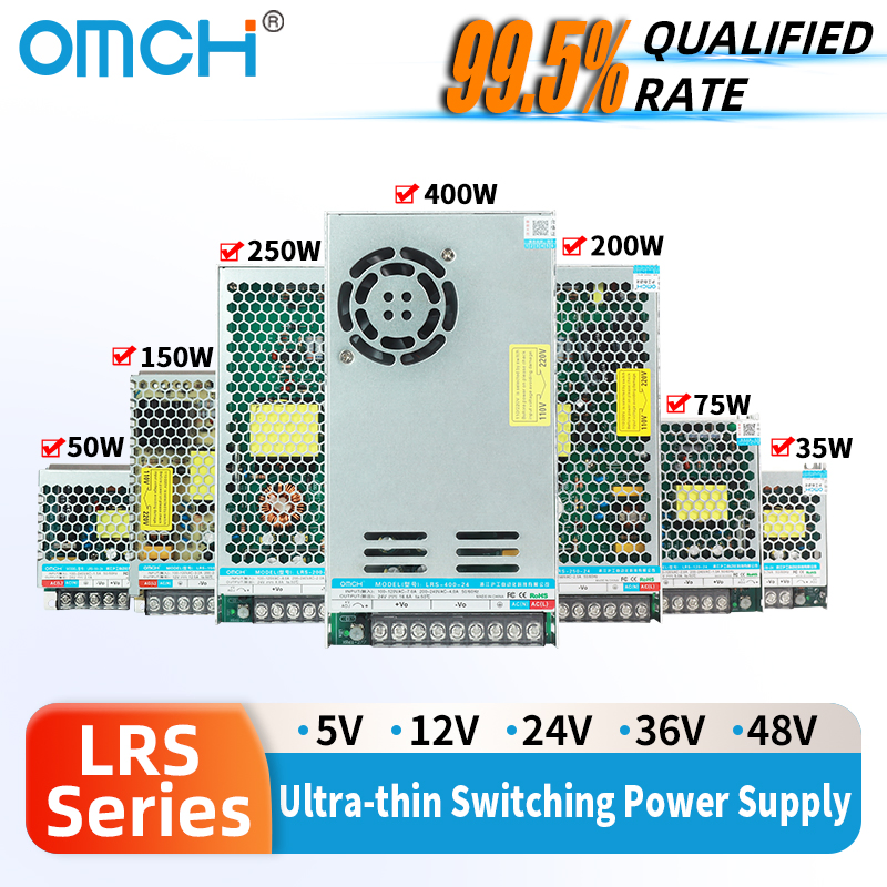 Omch Lrs Series Ultra-Thin Switching Power Supply AC DC 35W-400W 5V 12V 24V 48V Single Output Industrial Electronics