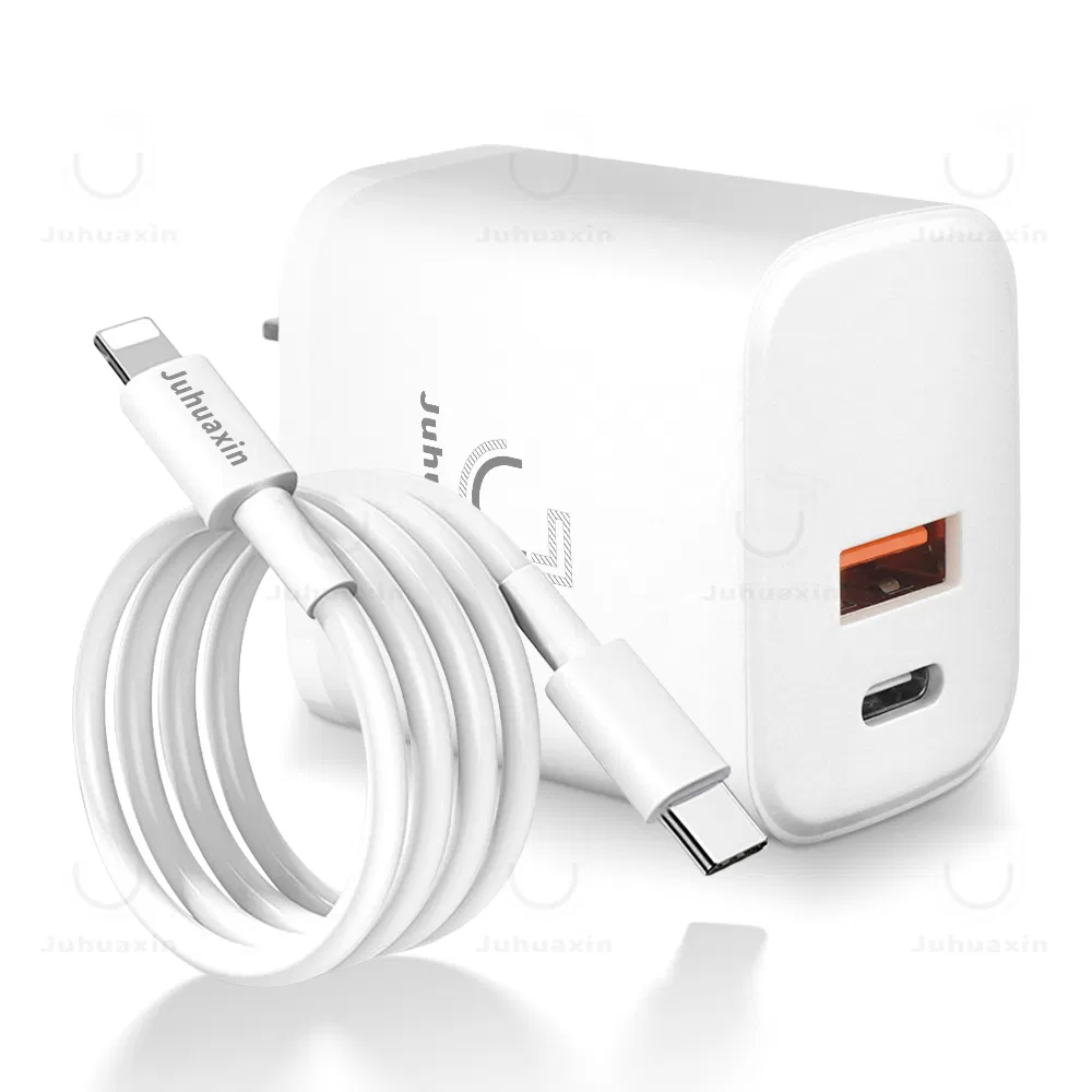 Juhuaxin Carga Rapida Cargadores Para Celulares Cubo USB Dual a+C Pd 15W 20W 18W 30W CE Fast Charging Type C Port Power Adapter Mobile Phone Charger for Samsung