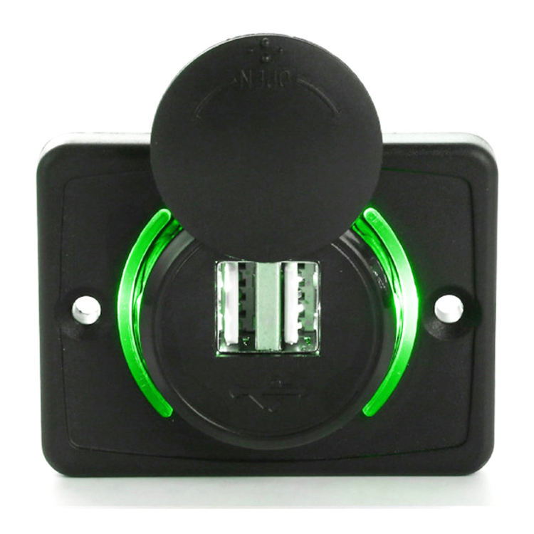 Square Panel 3.1A Dual USB Car Socket Charger Switch Type C for Bus