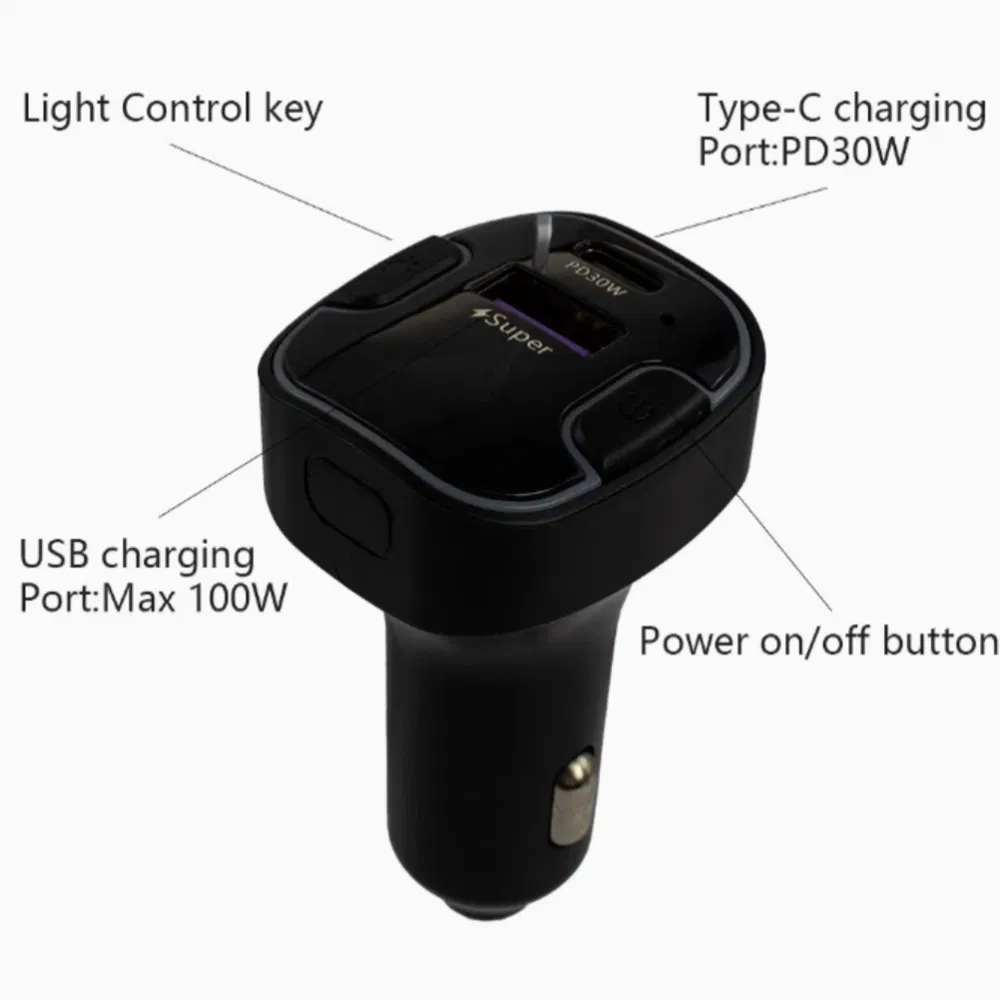 Super Fast Charging Pd 15/30W Type C Adapter USB 100W Car Charger