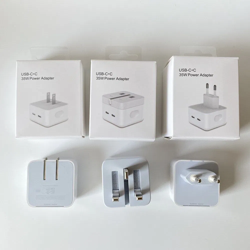 Original Quality Us EU UK Plug 35W Pd Charger for Apple iPhone 12 13 14 15 16 PRO Max Pd Fast Charging USB C Power Adapter Set