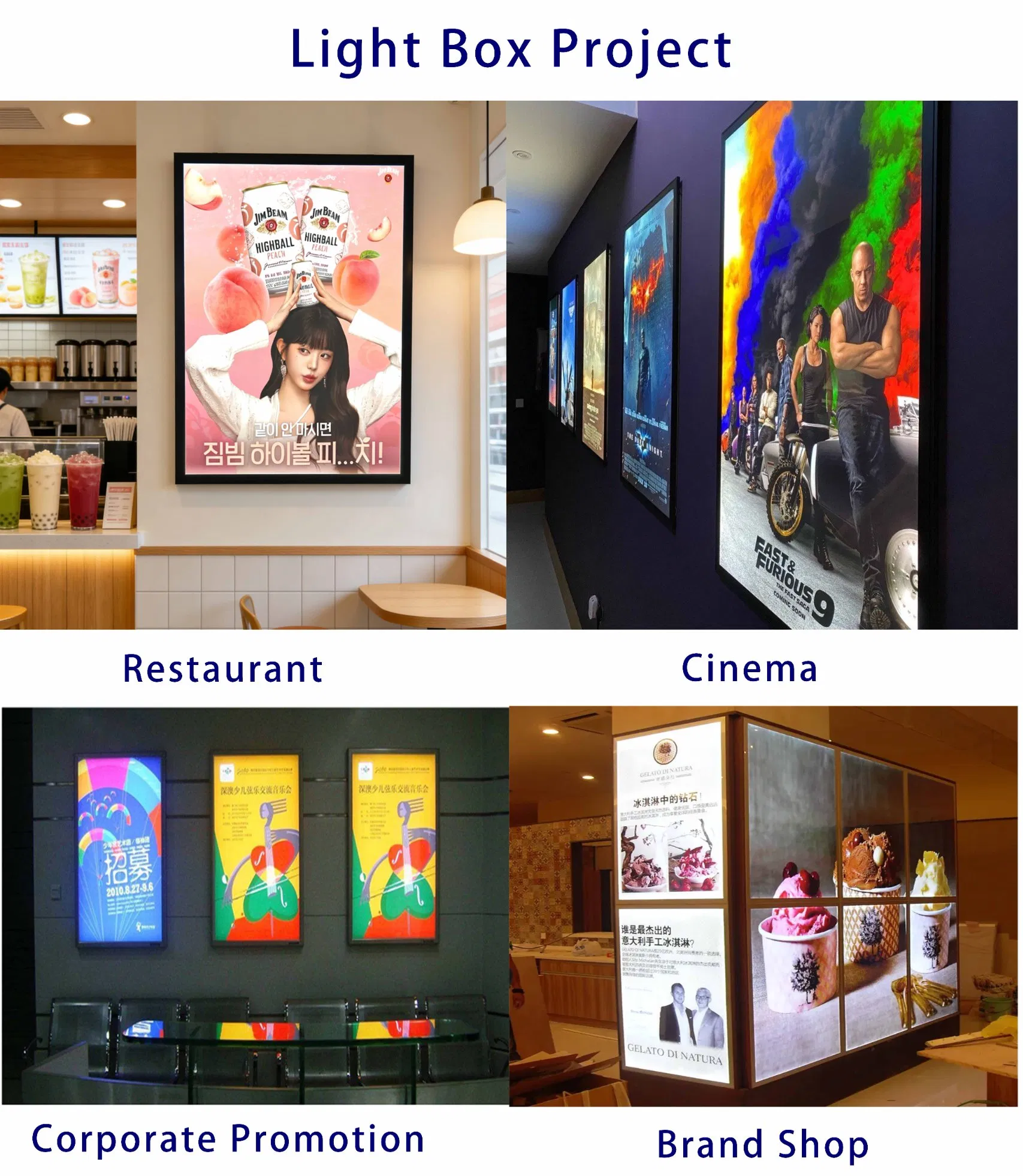 Ultra Slim High Brightness LED Light Frame Snap Frame Advertising Light Box