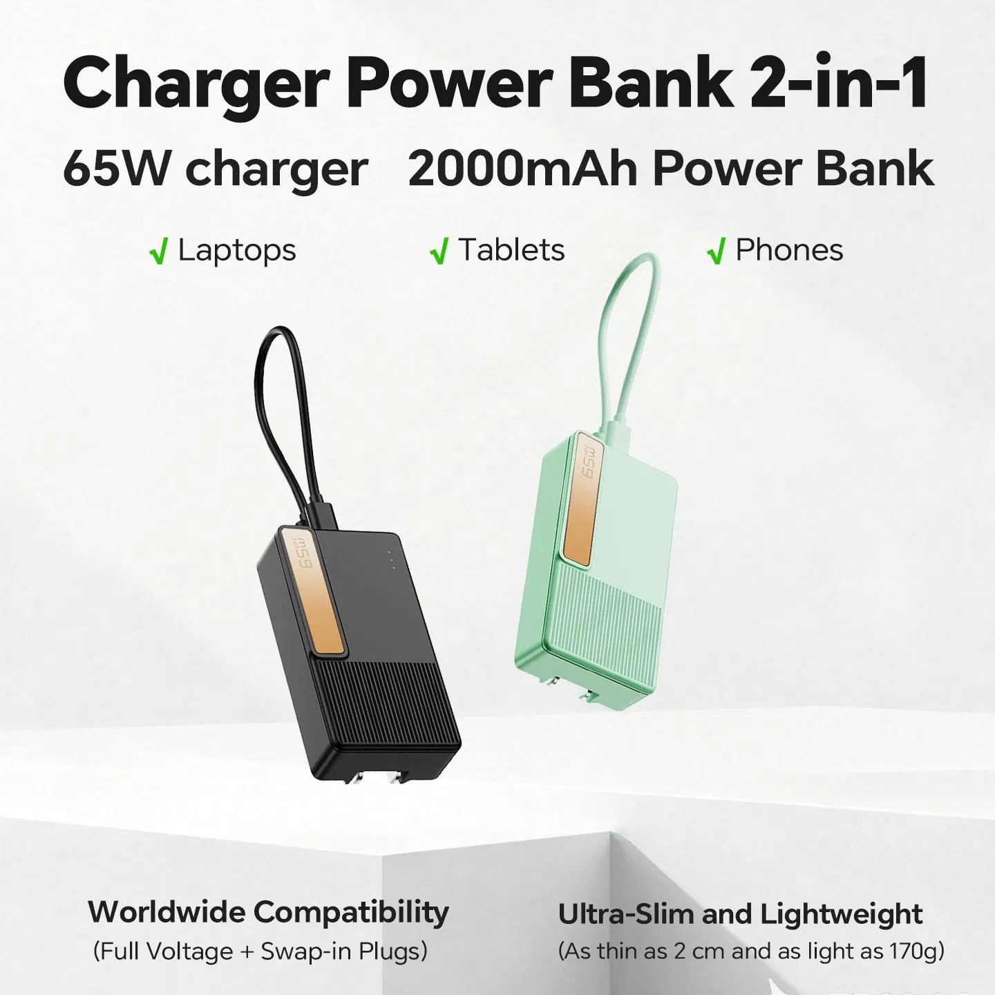 Durable Build Uninterruptible Power Delivery 65W GaN Pd Emergency Charger for Workstations