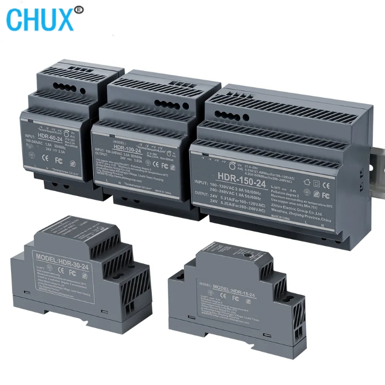 Hdr Series Switching Power Supply DIN Rail 15W 30W 60W 100W 150W AC/DC 12V 24V Industrial Ultra-Thin SMPS