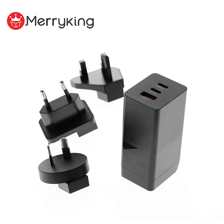 65W Three-Port GaN USB-C Wall Charger Power Delivery Pd for Laptops, Tablets and Phones