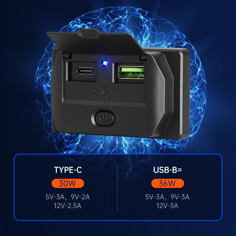 Bus USB Charger with Fuse Protection Dual Port Type C Pd and USB a Safe Power Delivery