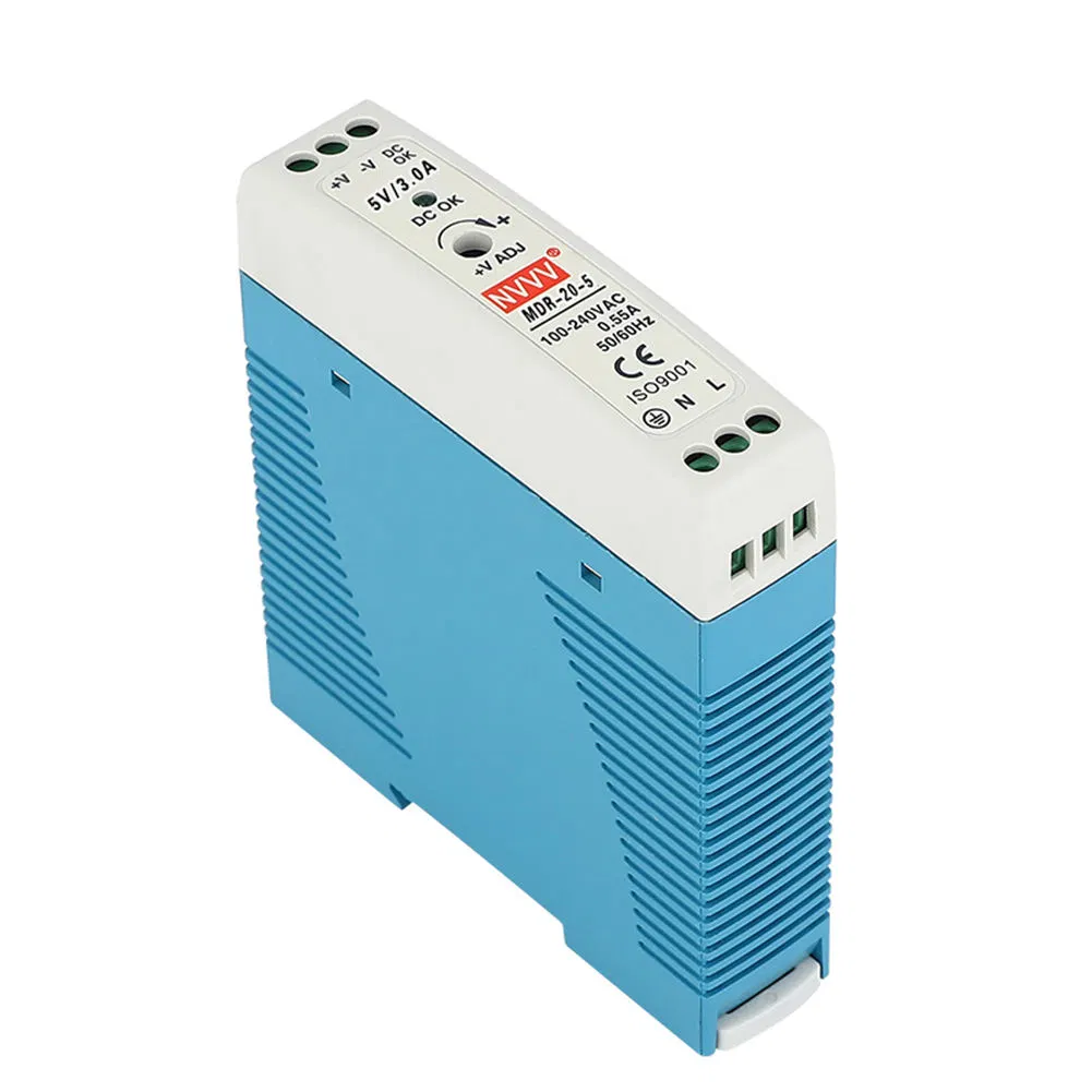 5V DC Power Supply DIN Rail 20W Mini Size Switching Power Supply Plastic Case 20W DIN Rail Industrial Power Supply Mdr-20-5