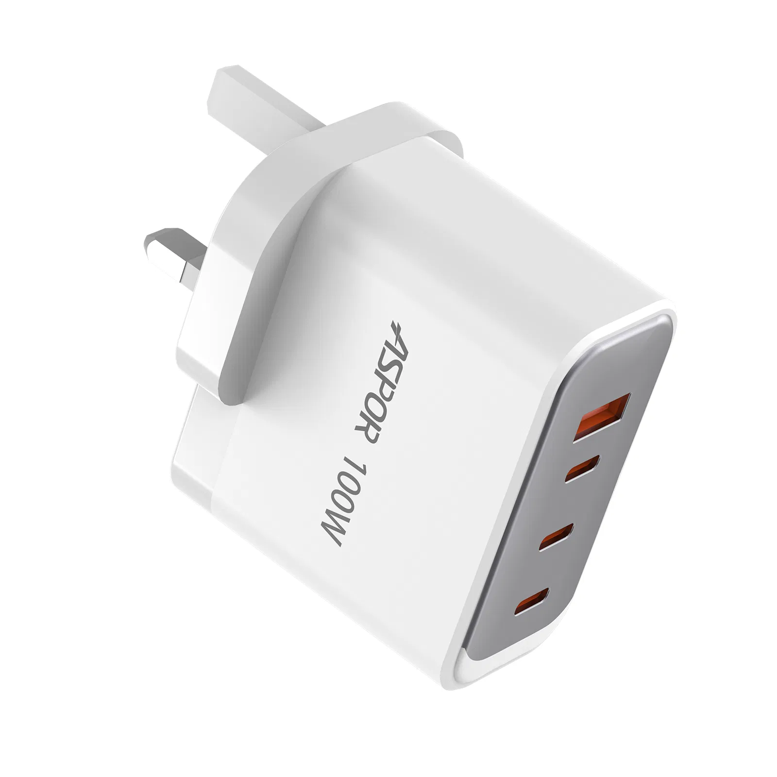 100W GaN Super-Fast-Charging Adapter ASPOR A837 UK/US Plug QC+PD Dual-Port OEM/ODM