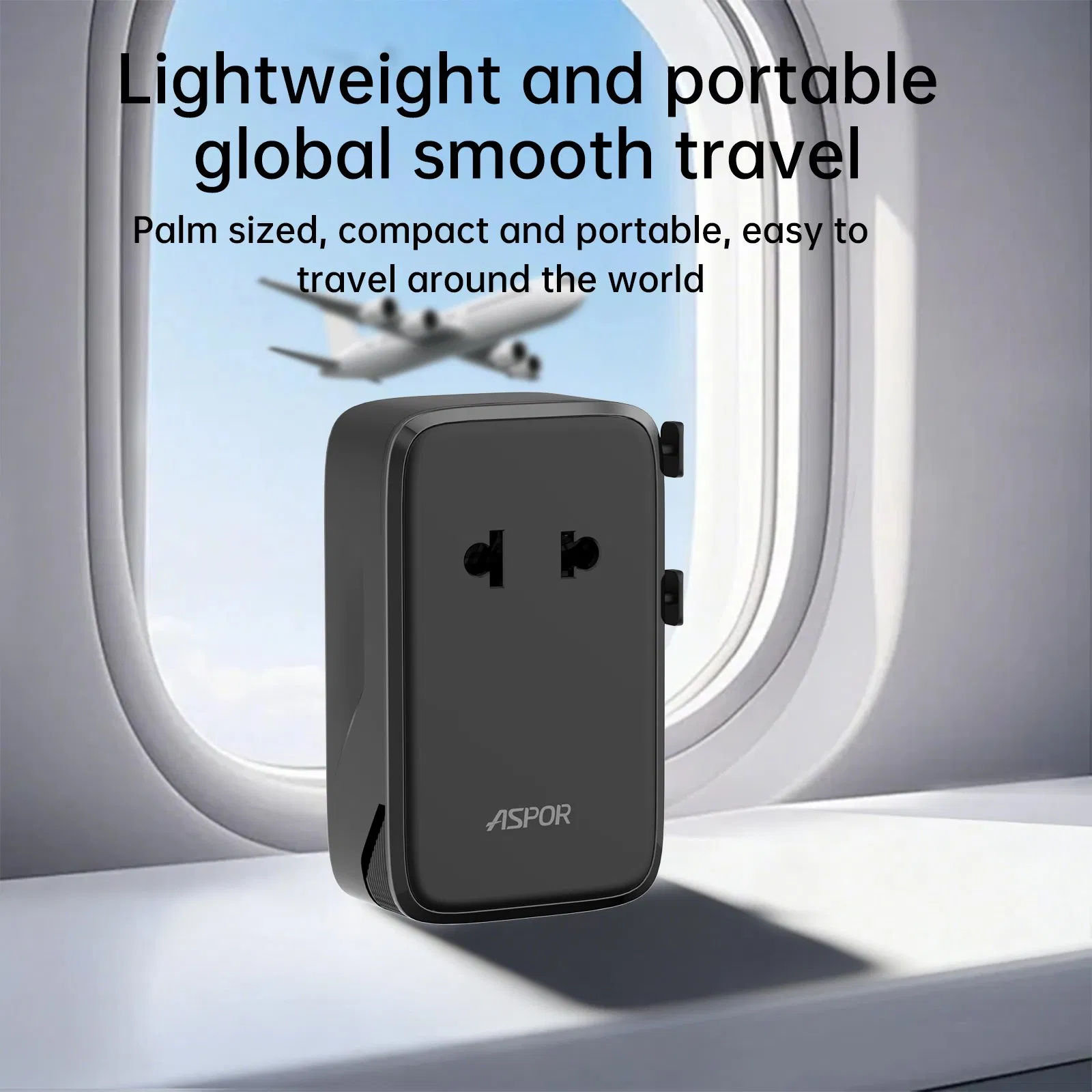 Thin 35W GaN World Travel Adapter 4-in-1 Plug Grobal Charger 2-USB-C USB-a