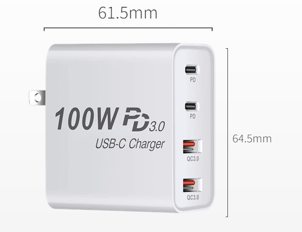 GaN Pd Multi Port Charger 100W Laptop Power Fast Charging Adapter