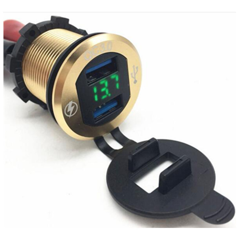 12V 24V USB a Dual Port Quick Fast Auto Bus Car USB Charger QC 3.0 Socket