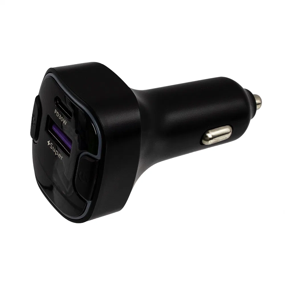 Car Charger Super Fast Charging Pd 15/30W Type C Adapter USB 100W with RGB Breathing Lighting