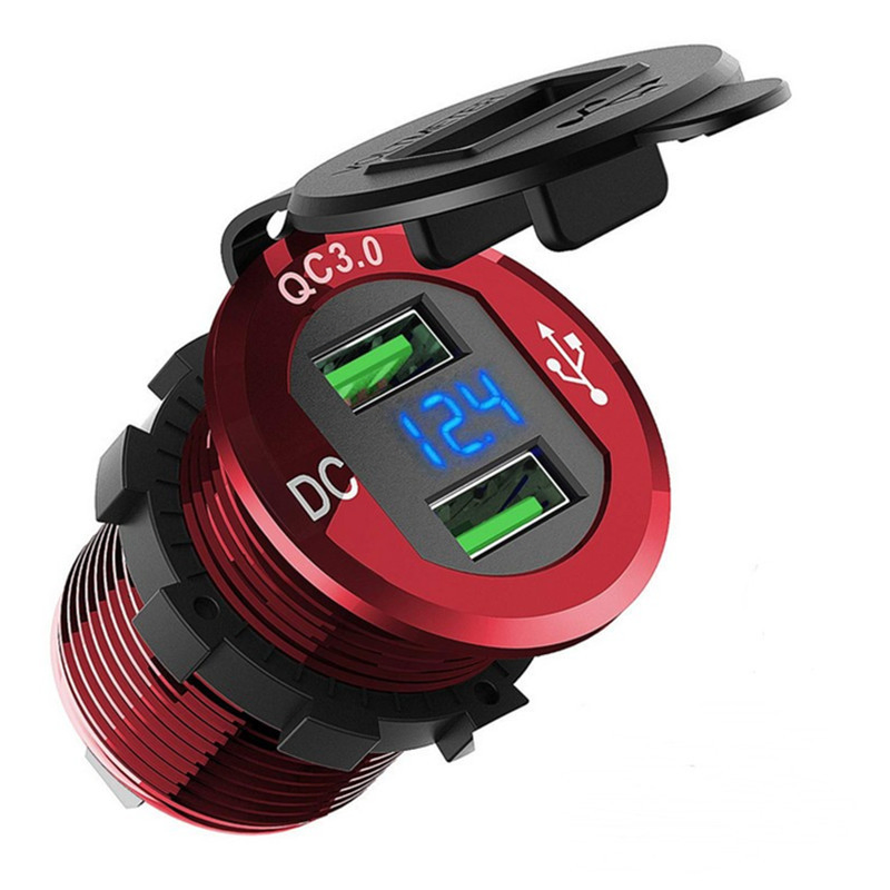 12V 24V USB a Dual Port Quick Fast Auto Bus Car USB Charger QC 3.0 Socket