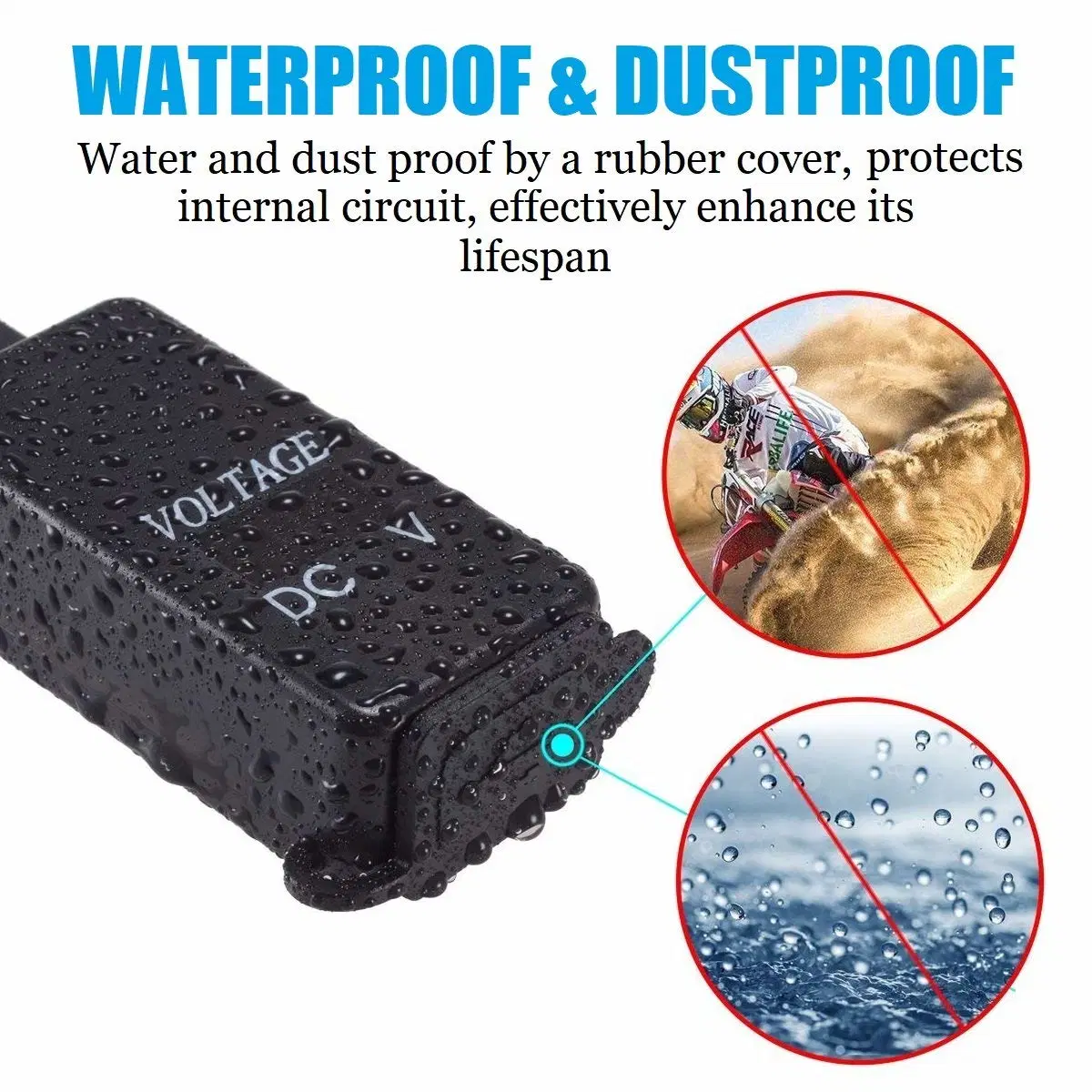 Motorcycle Waterproof Dual USB Charger 2.1A SAE to USB Adapter with Voltmeter