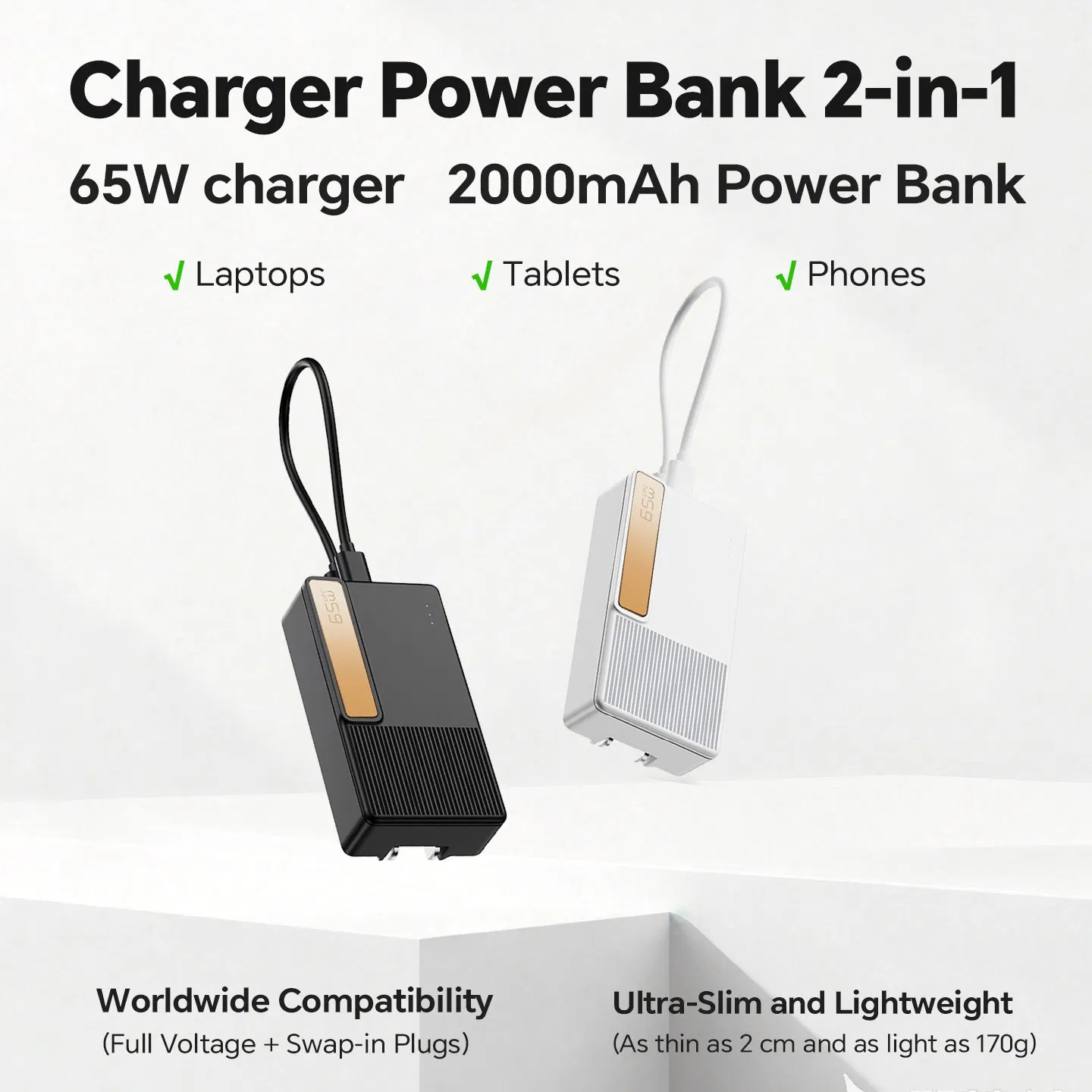 Multi Device Uninterruptible Power Delivery 65W GaN Pd Power Charger for Device Backup