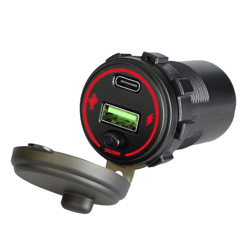Waterproof 30W Type C and 36W USB a Car Charger with LED Light Options and Switch