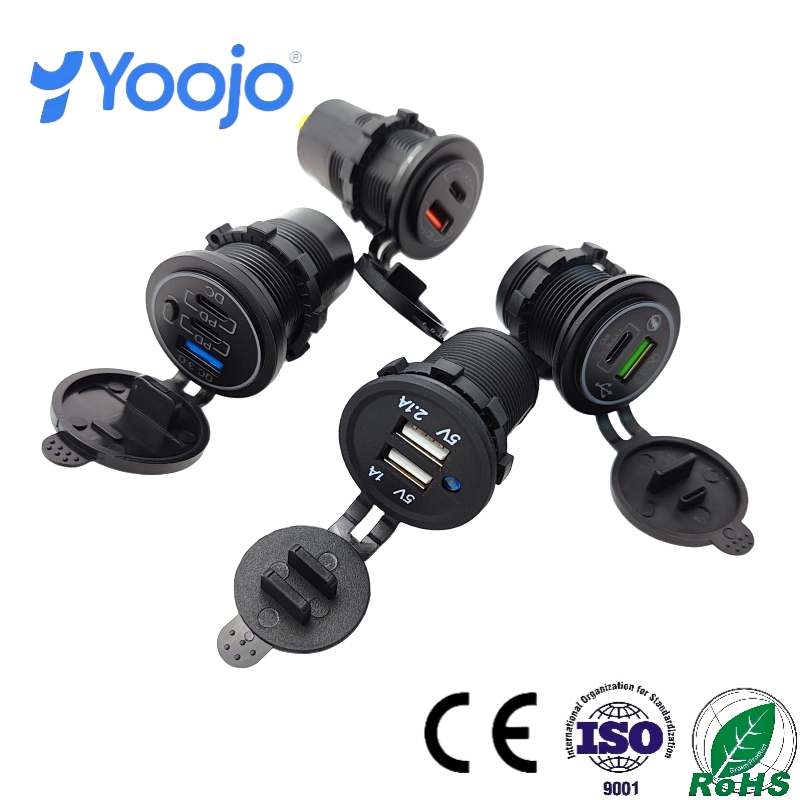 Dual Pd3.0 USB C QC3.0 Quick Charge Socket 12V Multi-Port Car Charger Power Switch Fast Charging Vehicle Electronic Accessory