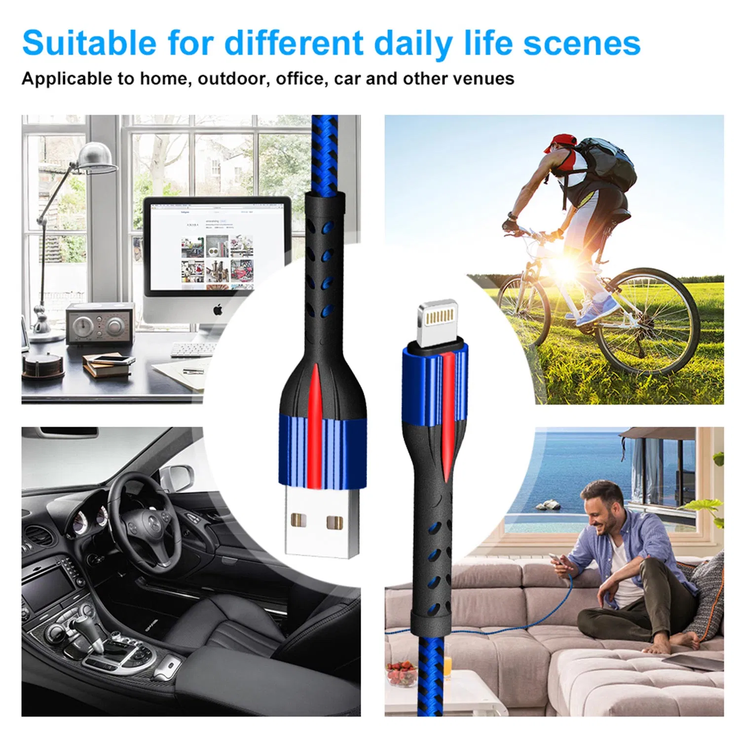 Durable Lightning Phone Charging Cable Fast USB L Charging Cable Mfi Compatible with iPhone