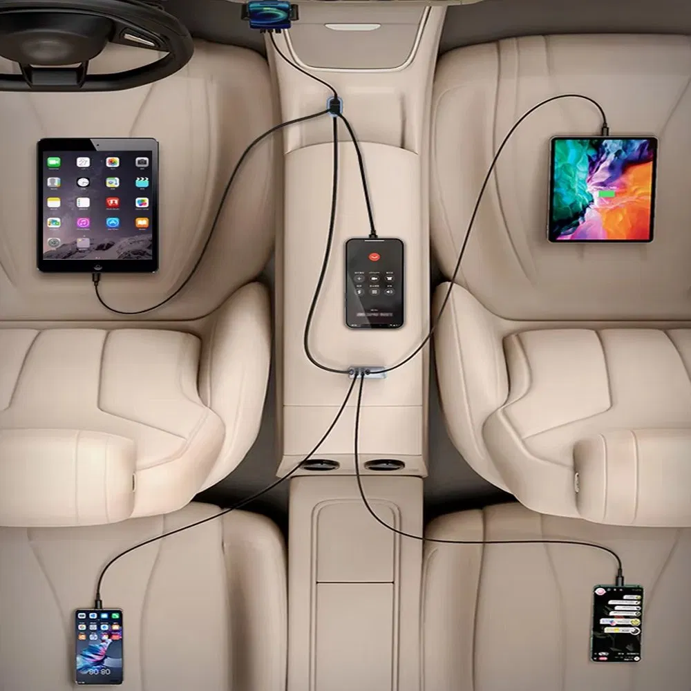 Factory Price QC3.0 Pd45W Car Charger with Voltage Monitoring &amp; Colorful Lights Professional Super Power Multi 6 Ports USB Charging