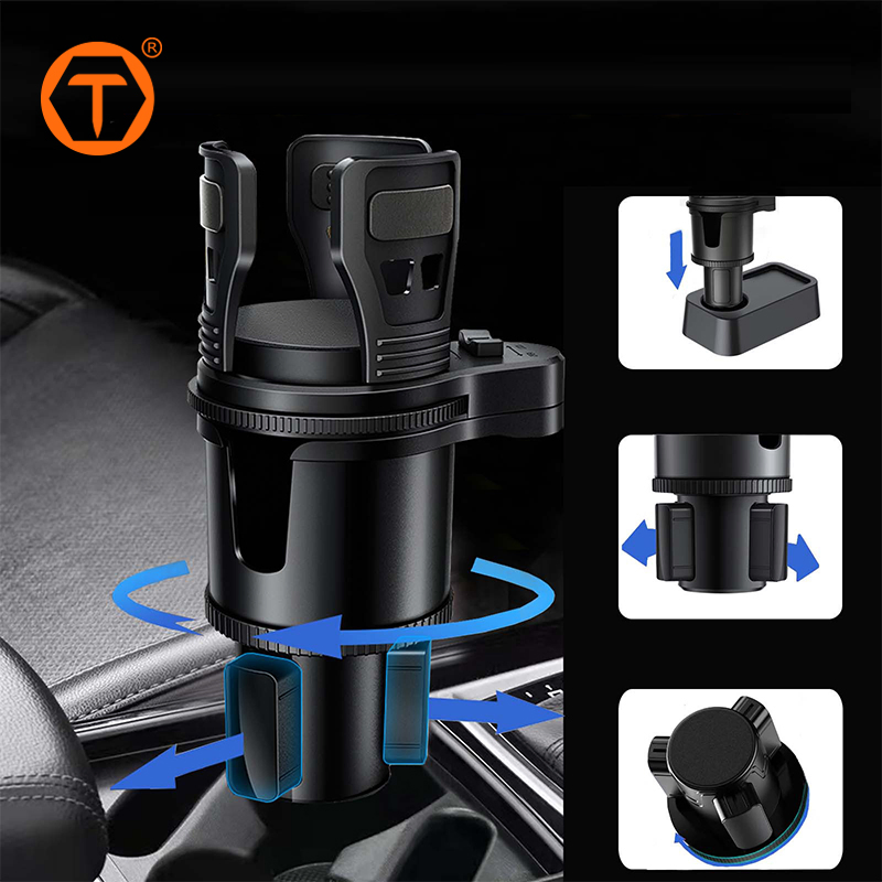 Long Expandable Lock Button Switch Car Coffee Cup Holder for Multiple Beverages