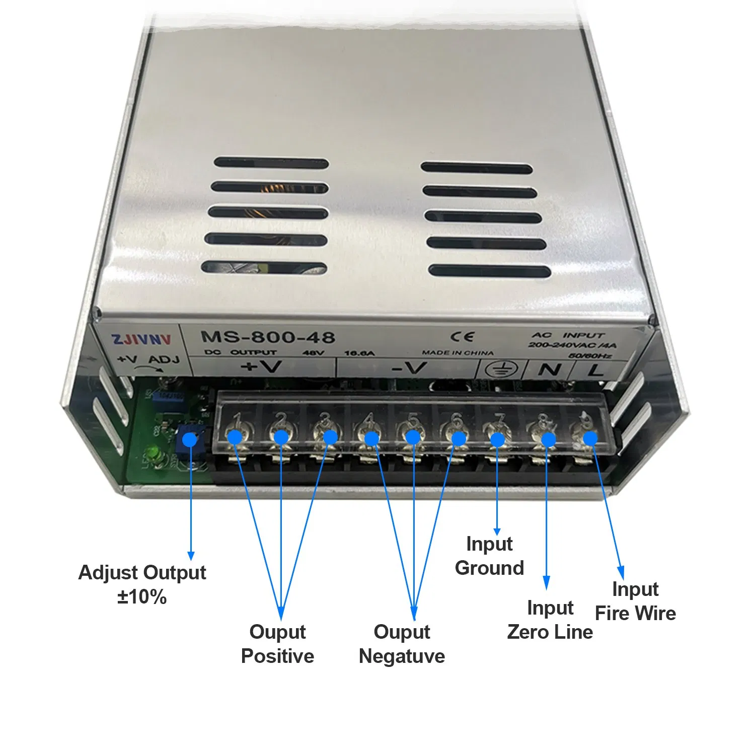 800W Switching Power Supply Input 220VAC DC 24V/36V/48V SMPS for LED Strip Light CCTV Motor Ms-800 Mini Size 33.3A