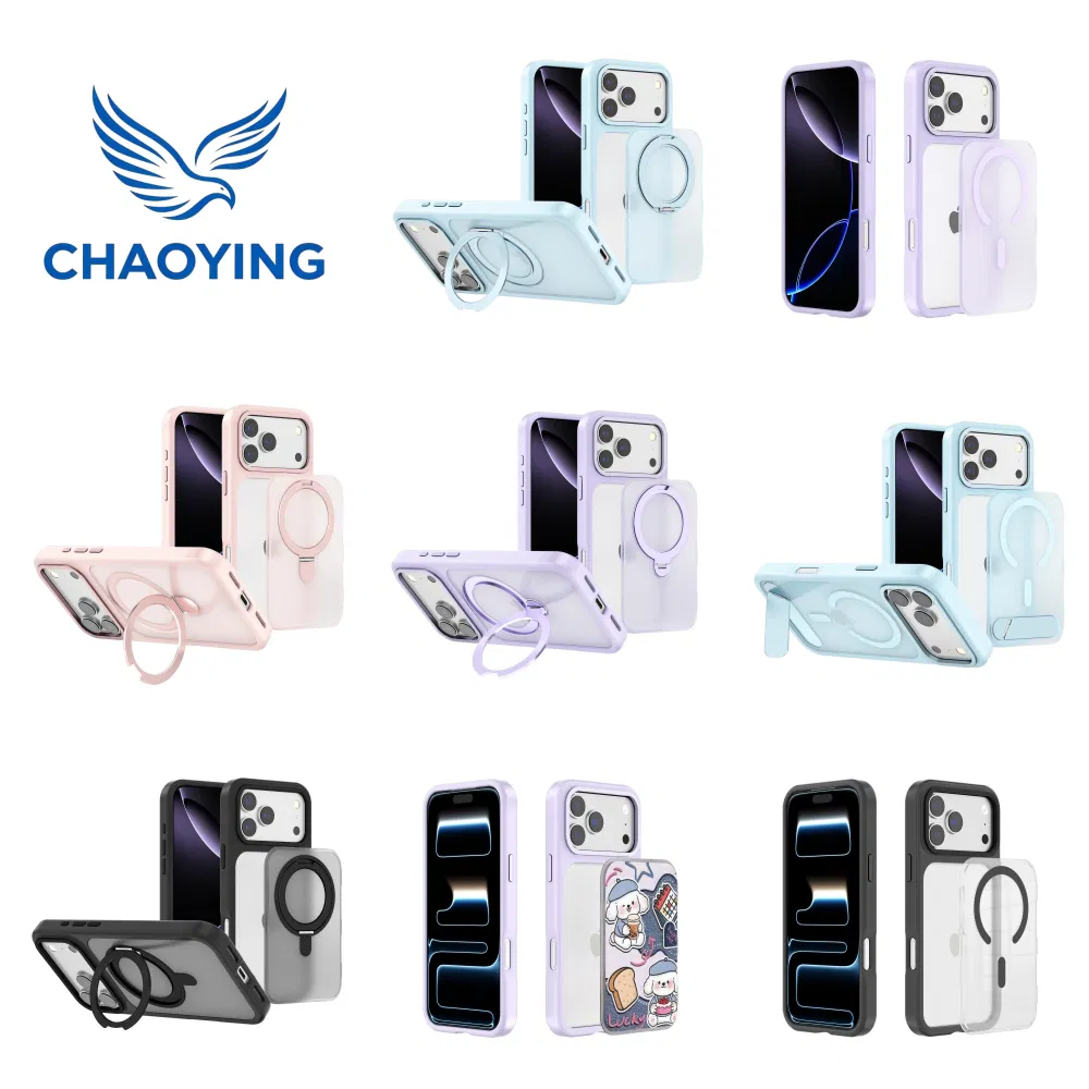 Funda protectora de parachoques mate clara de TPU magnético con soporte, protección inteligente, color, armadura impresa, brillo y soporte para tarjetas para teléfono móvil