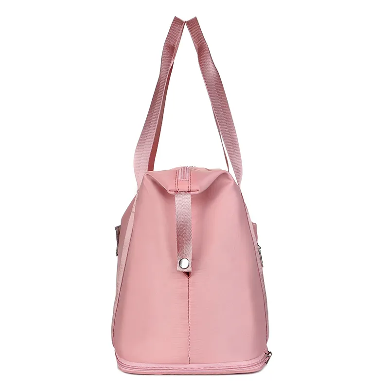 Bolsa de deporte de gran capacidad de nylon colorida, impermeable, con separación para seco y mojado, bolsa de fin de semana para gimnasio para damas