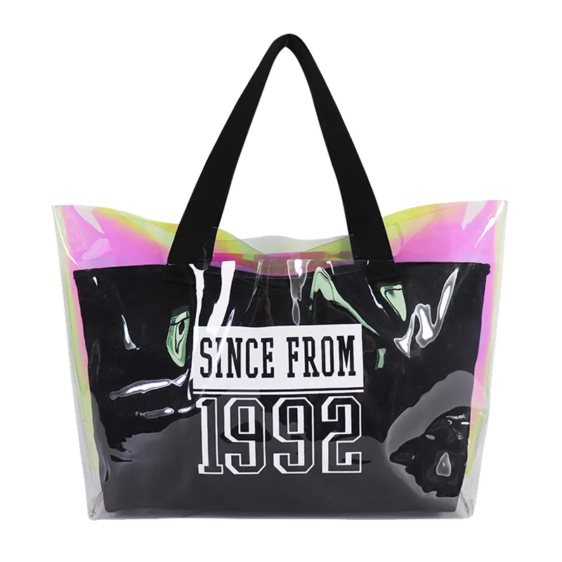 Bolsas de playa personalizadas de PVC transparente holográfico