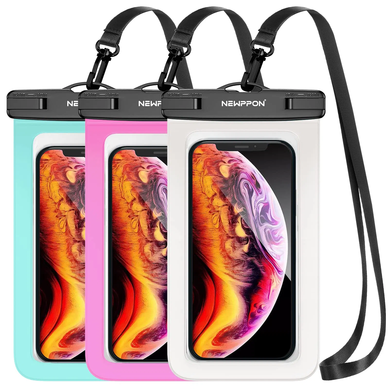Funda para teléfono celular impermeable: bolsa seca impermeable con cordón para el cuello - soporte claro para celular bajo el agua, gran protector para iPhone y Samsung