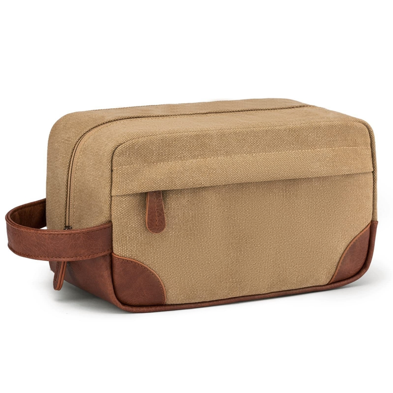 Bolsa de aseo de lona para hombres, fabricante OEM, organizador de artículos de baño de moda para llevar, colgar y viajar
