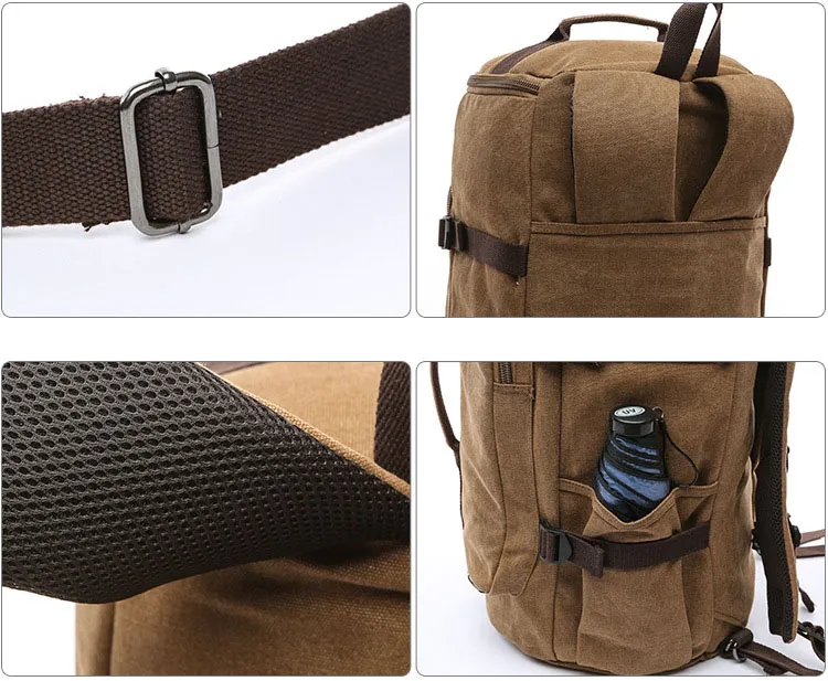 Mochila de lona tipo barril casual de moda para computadora portátil, mochila para escuela y universidad