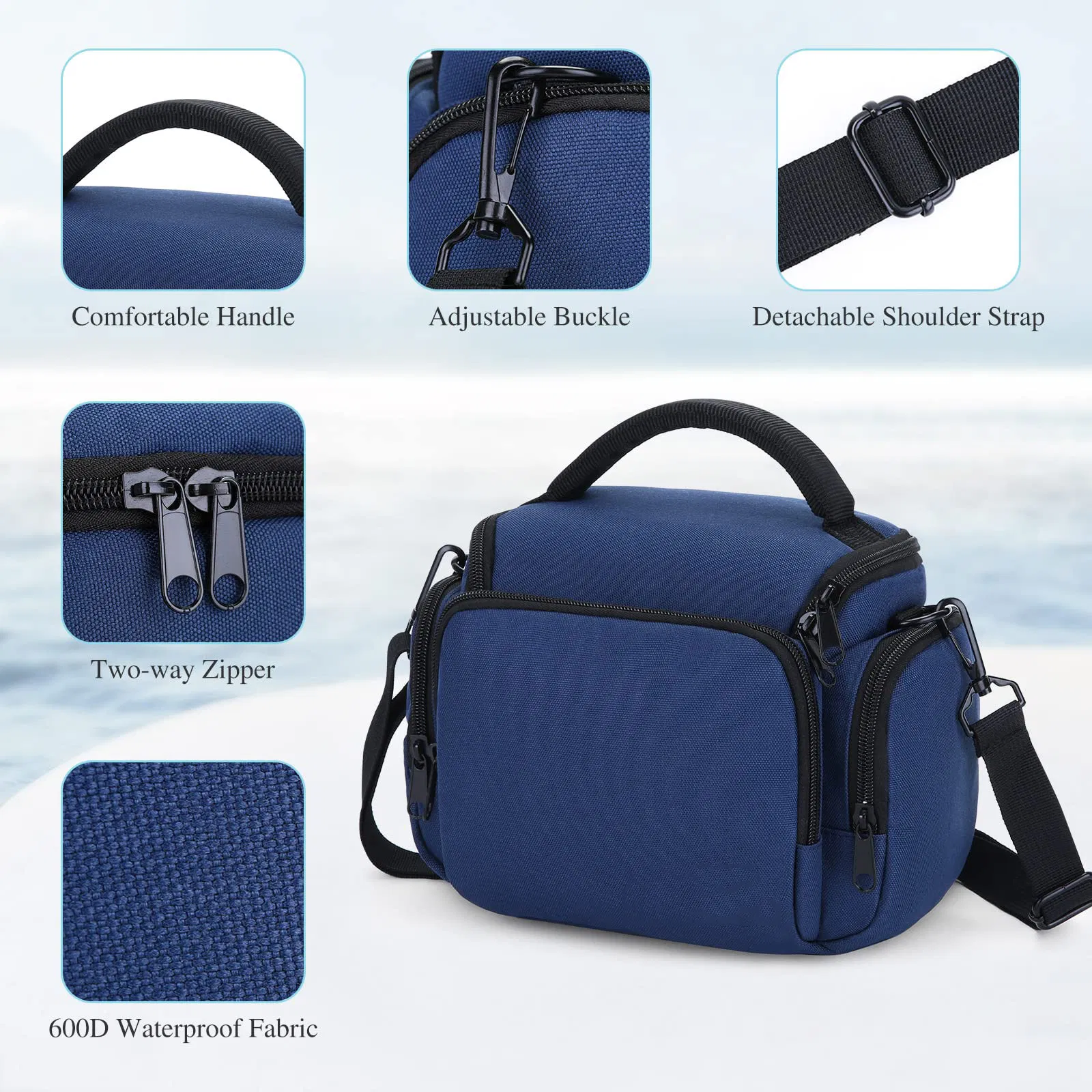 Funda de cámara pequeña de nylon, bolsa compacta para cámara con hombro