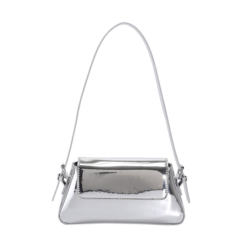 Bolso baguette de mujer de charol elegante, textura brillante, bolso de hombro y axila