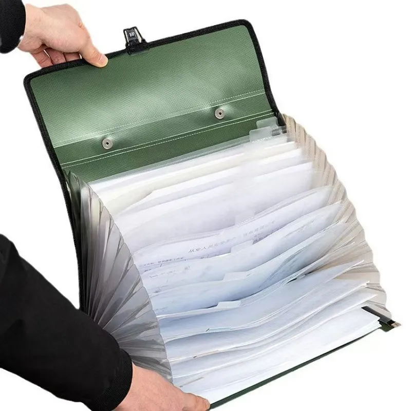 Bolsa de archivo expandible tipo acordeón con cierre a presión de gran capacidad para negocios 13
