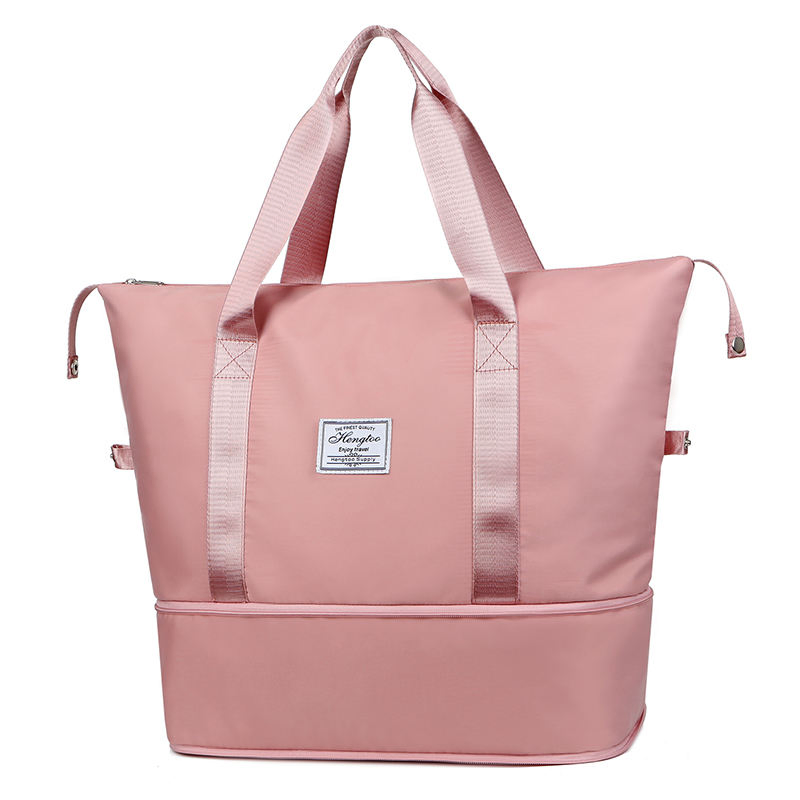 Bolsa de deporte de gran capacidad de nylon colorida, impermeable, con separación para seco y mojado, bolsa de fin de semana para gimnasio para damas
