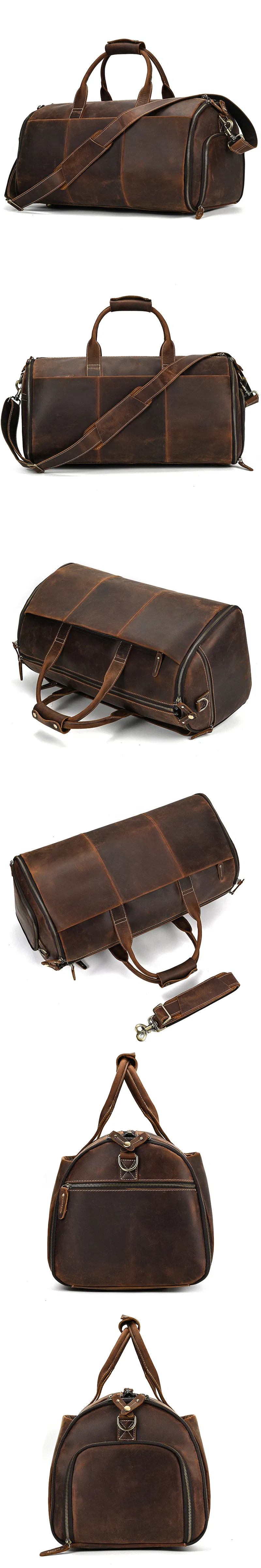 Detalle GA126 de bolsa de viaje cuero auténtico