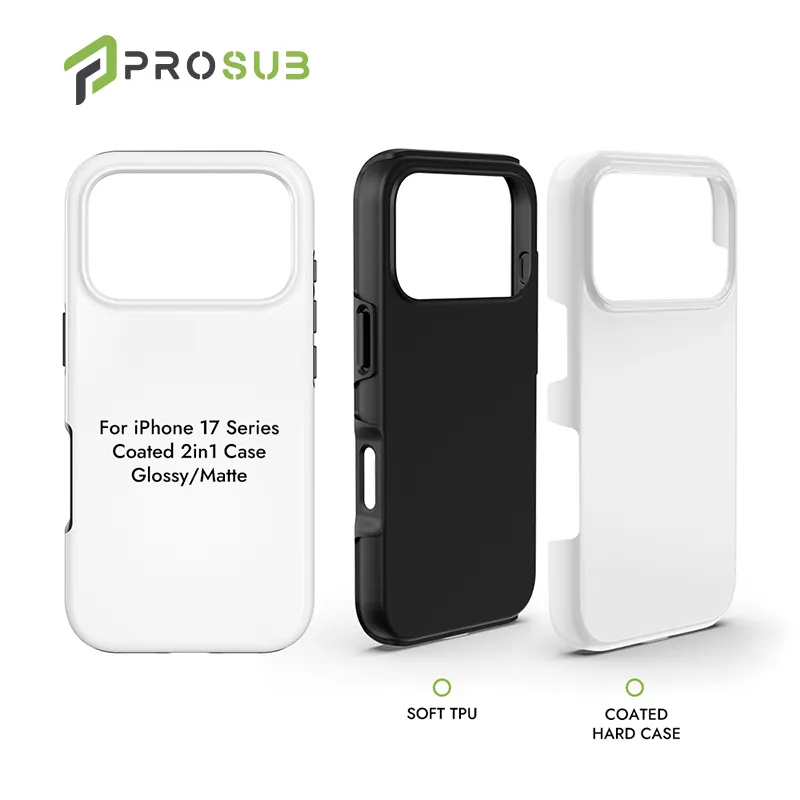 Funda 2-in-1 de Sublimación 3D Recubierta para iPhone 17 Serie Cubierta de Teléfono Móvil en Mate y Brillante en Blanco