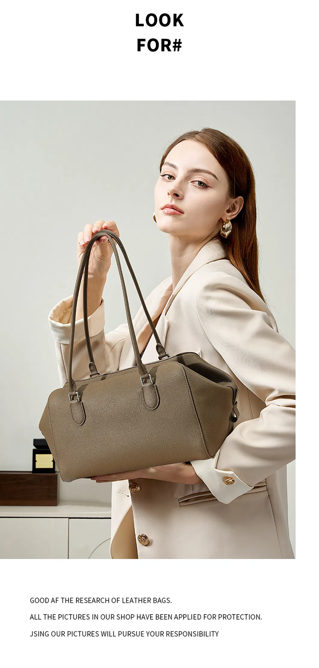 Bolso Baguette Avanzado de Moda de Cuero Genuino para Damas Bolso de Axila