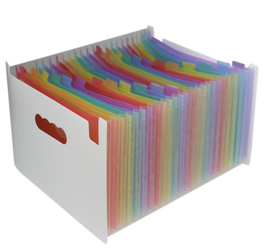 Bolsa de documentos portátil de carpeta expandible organizadora de acordeón arcoíris A4