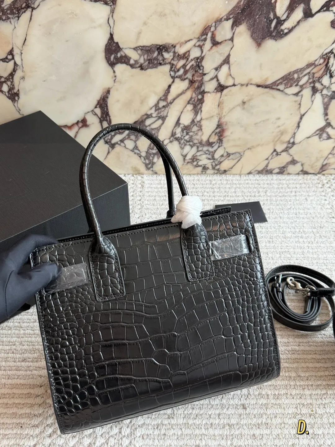 Bolsa tote de gran capacidad estilo acordeón, removible, con textura de cuero embosado de cocodrilo brillante, bolsa de lujo ligero para mujeres