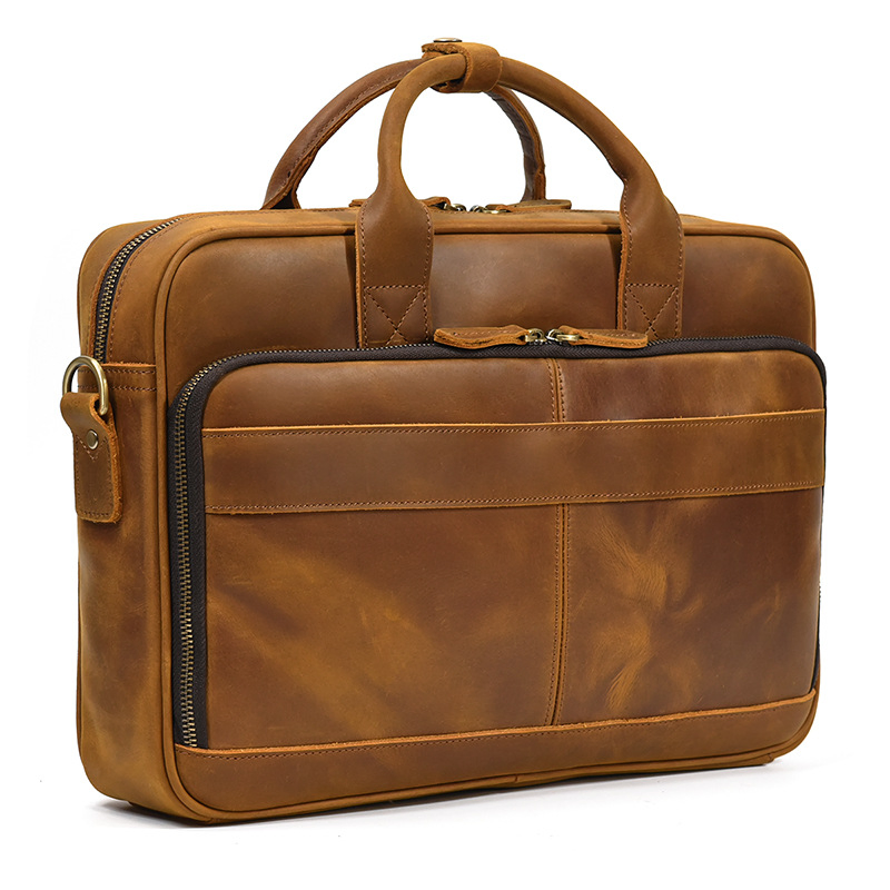 Mochila de documento con cremallera OEM/ODM, bolso de mensajero de lona para negocios, mochila para cuadernos de piloto, estuche de conferencia, funda, mochila para hombres, bolso vintage de cuero para computadora portátil
