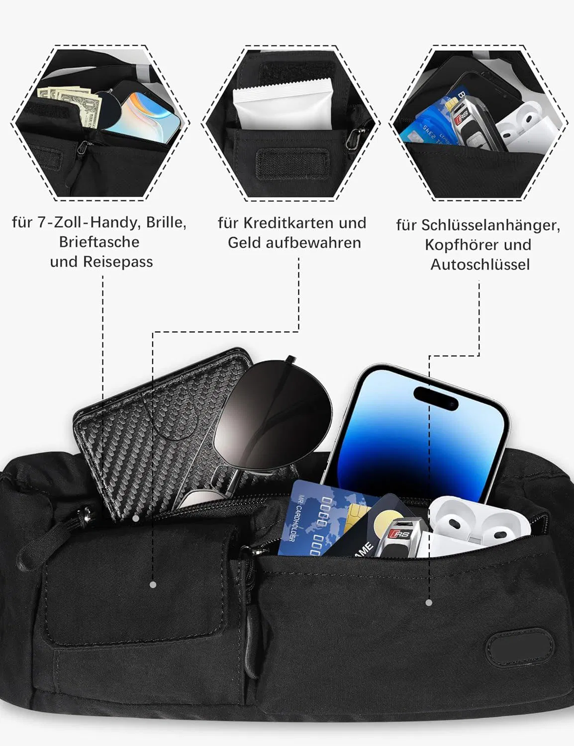 Bolso de Cintura OEM Mochila Fanny 4 Bolsillos para Correr Senderismo Viajar Caminar
